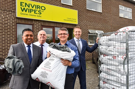 (L-R) Soresh Meeda (Managing Director, LindstrÃ¶m UK), George Parker and Phil Walker (Directors of Enviro Wipes), and Santtu Jokinen (LindstrÃ¶m Senior Vice President, Western and Central Europe)